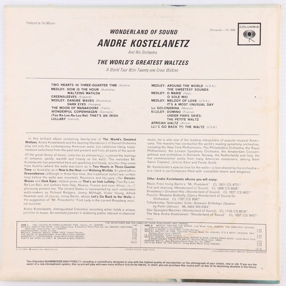 Andre Kostelanetz, Wonderland Of Sound, The World's Greatest Waltzes LP Record - Picture 2 of 12